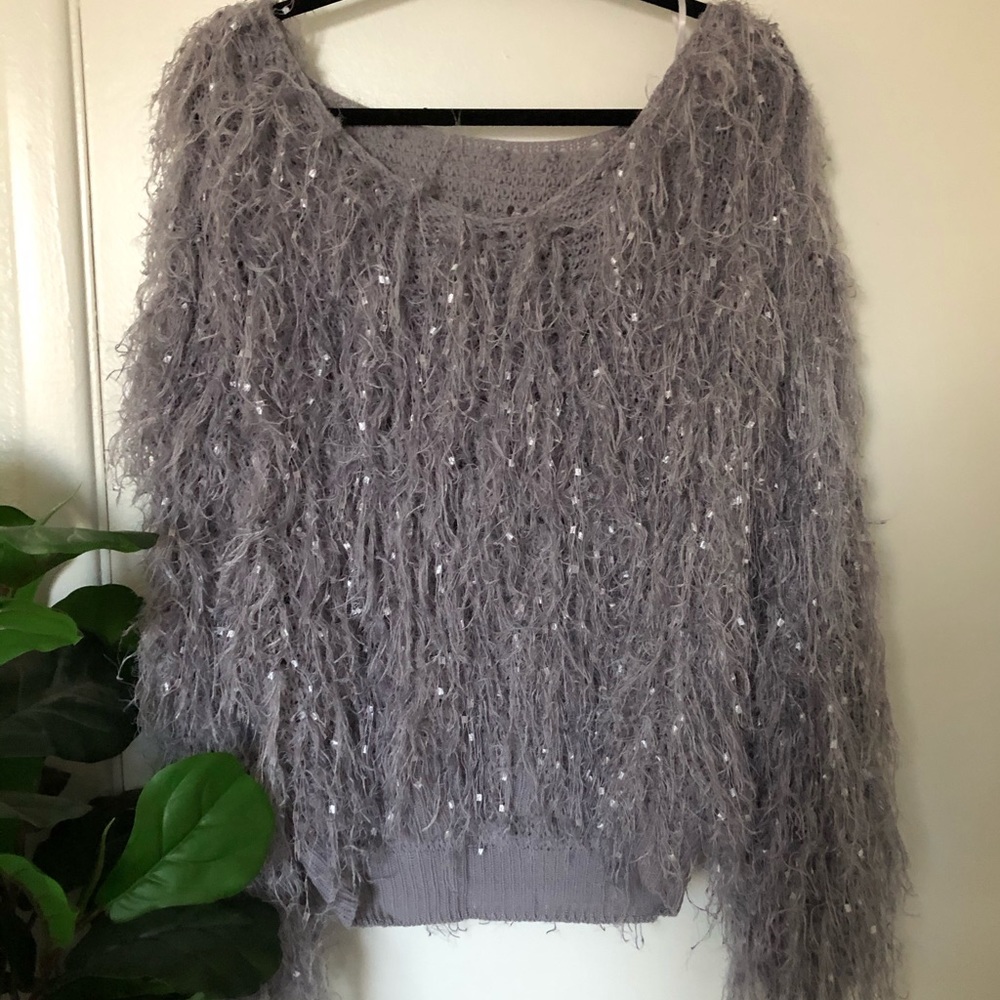 Lilac fringe sweater